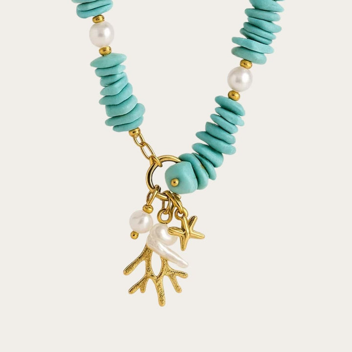Tidal Starfish Blue Stone Necklace