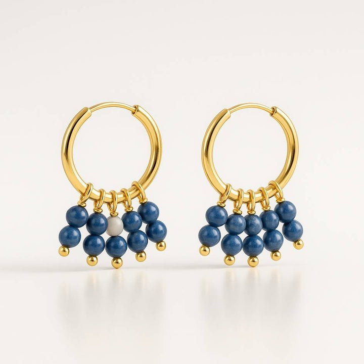 Gold & Blue Stone Earrings
