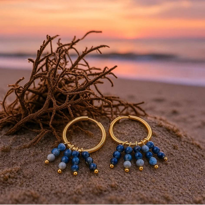Gold & Blue Stone Earrings