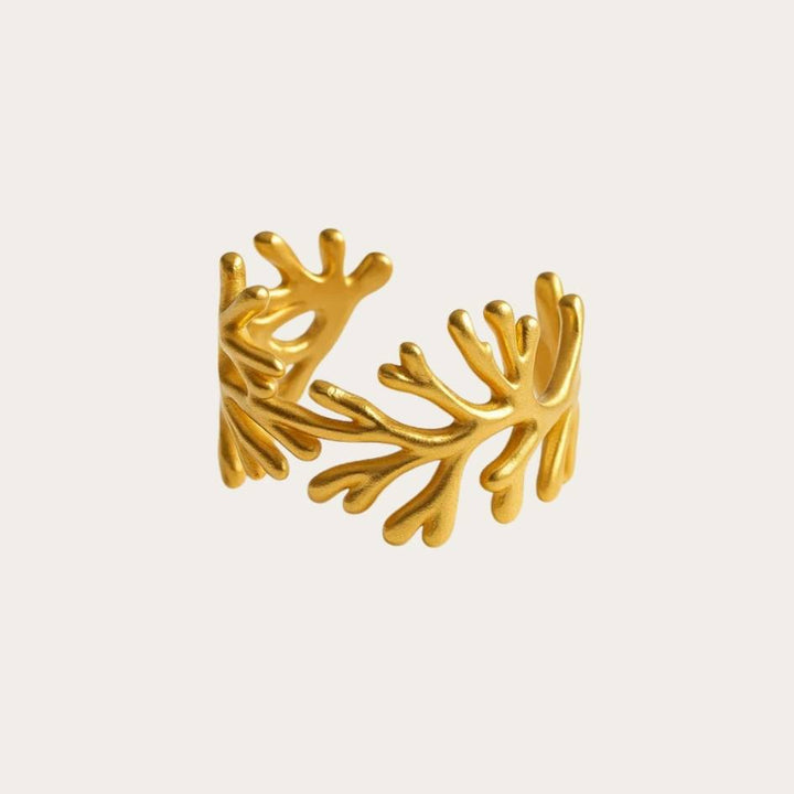 Golden Coral Branch Ring