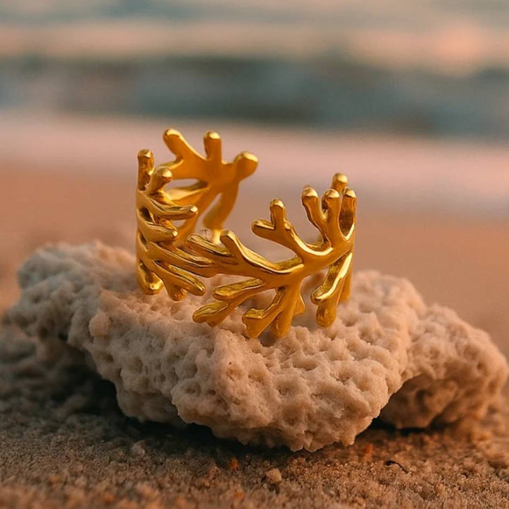 Golden Coral Branch Ring