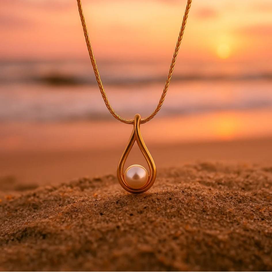 Gold Drop Pearl Necklace