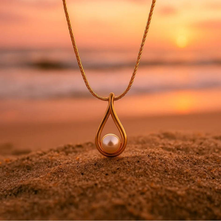 Gold Drop Pearl Necklace