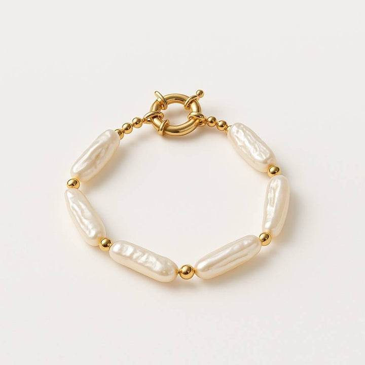 Golden Pearl Wave Bracelet