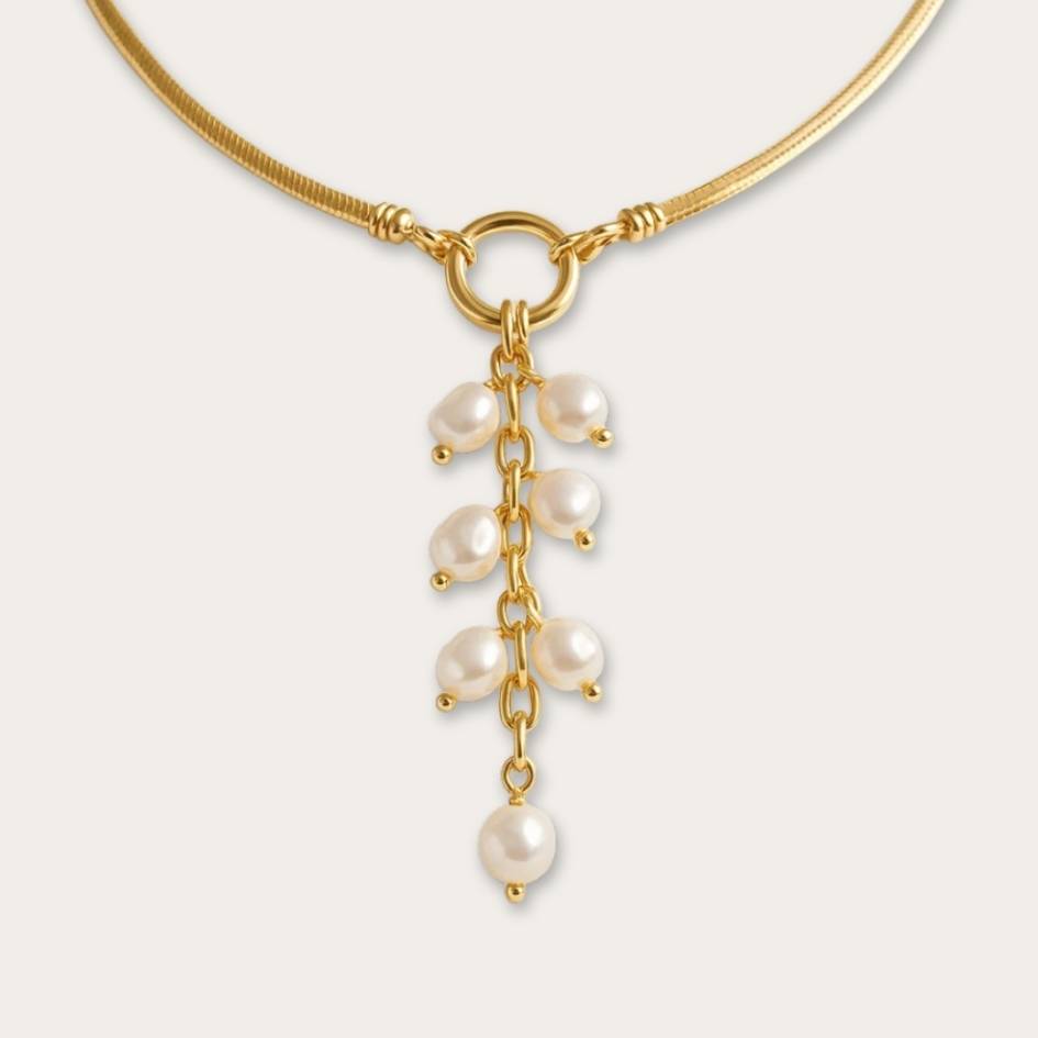 Gold Dainty Pearl Drop Necklace