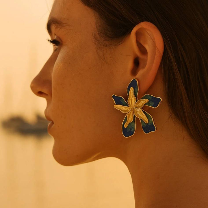 Gold Tidal Bloom Petal Earrings