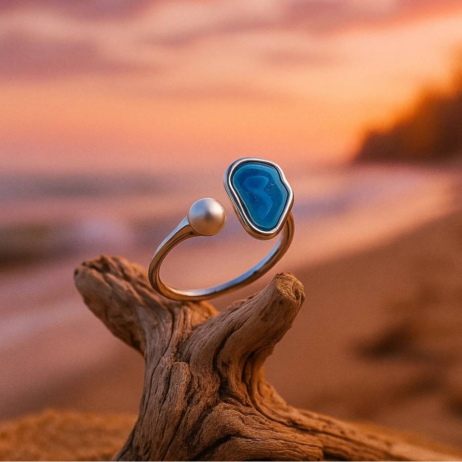 Open Tide Pearl & Stone Ring