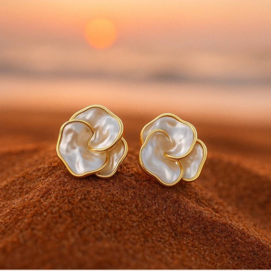 Shimmering Mother-of-Pearl Petal Earrings