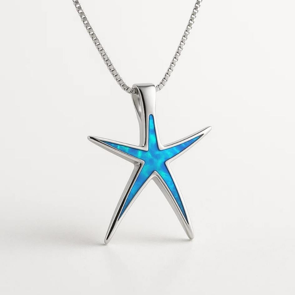 Blue Stone Starfish Necklace
