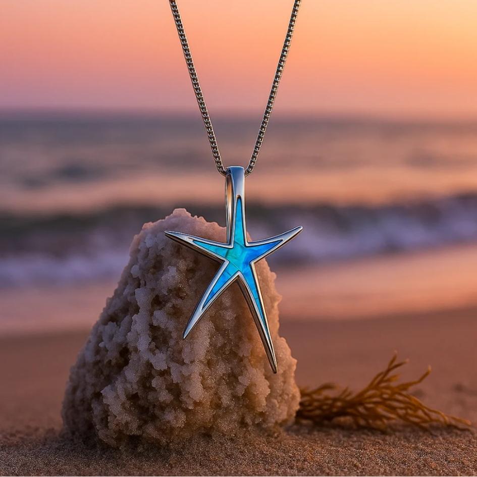 Blue Stone Starfish Necklace