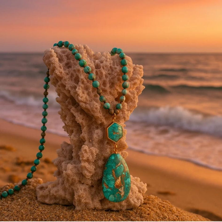 Gold Jade Pearl Drop Necklace