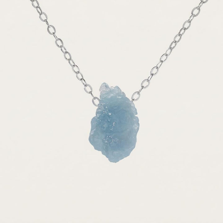 Silver Raw Aquamarine Fragment Necklace