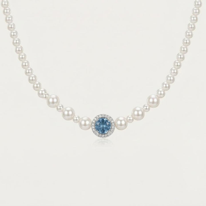 Silver Tide Pearl & Aquamarine Necklace