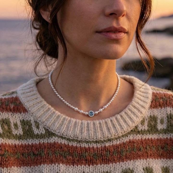 Silver Tide Pearl & Aquamarine Necklace