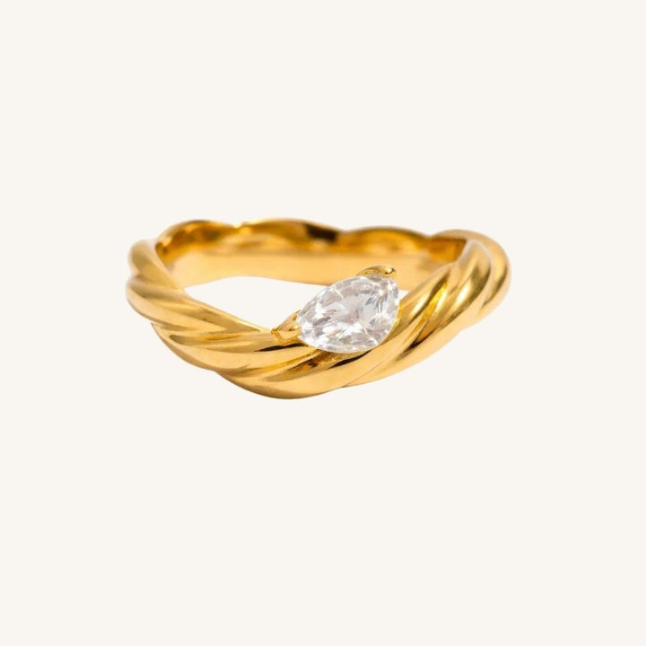 Golden Wave Drop Ring