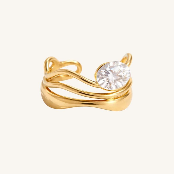 Gilded Wave Zircon Ring
