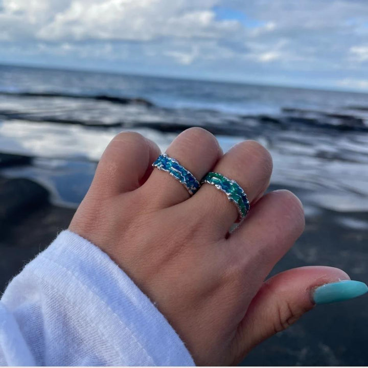 Silver Ocean Wave Ring