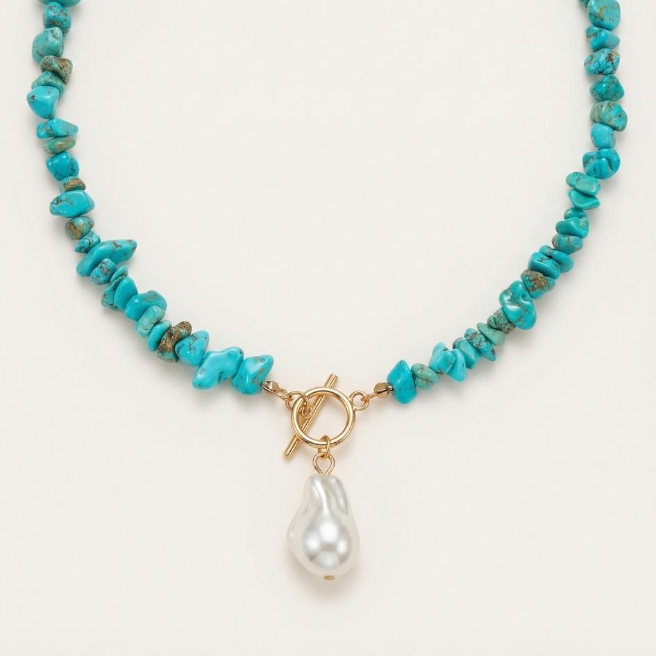 Silver Wave Pearl Necklace II