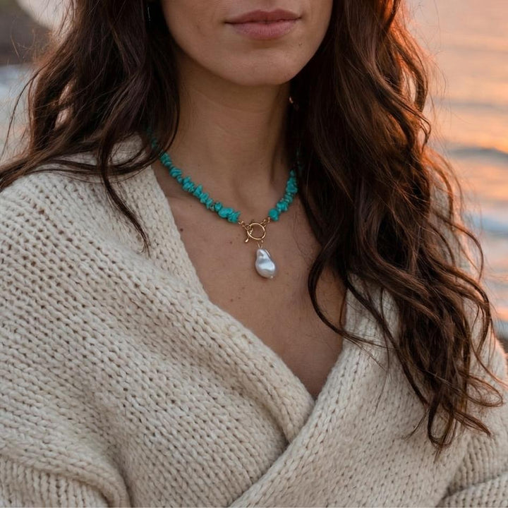 Silver Wave Pearl Necklace II