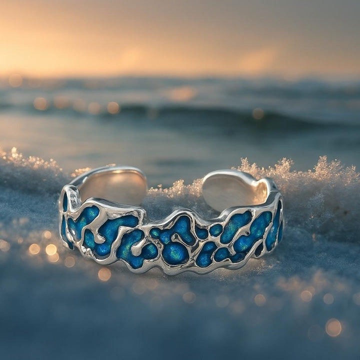 Silver Ocean Tide Ring