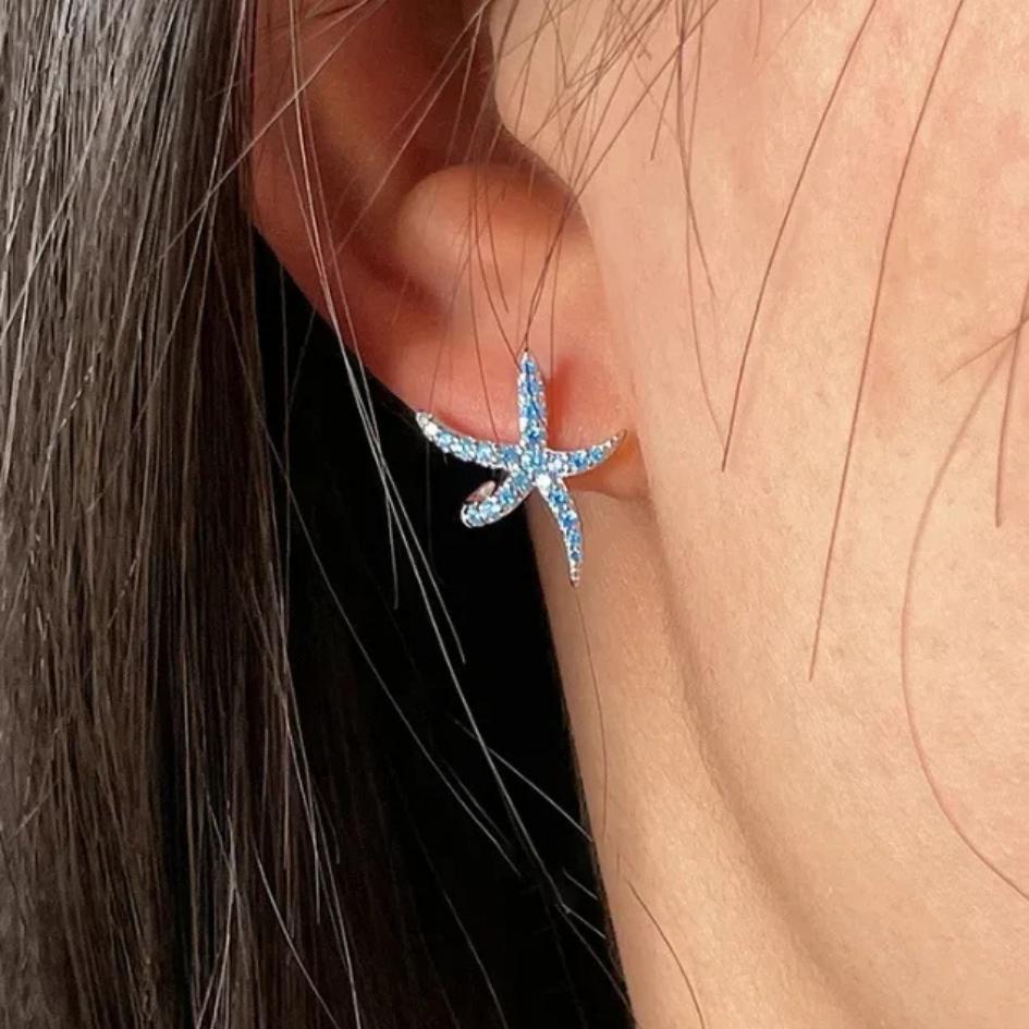 Silver-Tone Tide Starfish Earrings