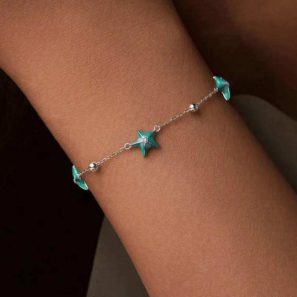 Silver Starfish Trio Bracelet
