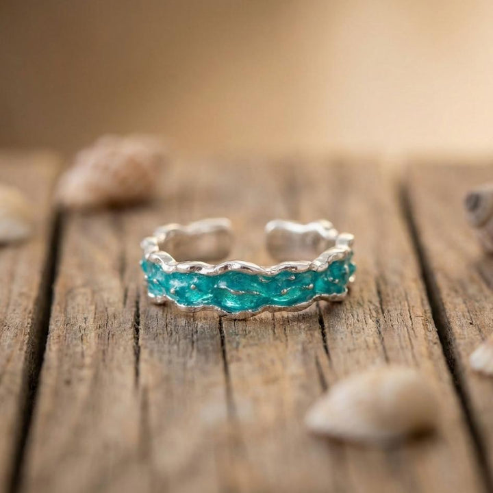 Silver Enameled Tide Ring