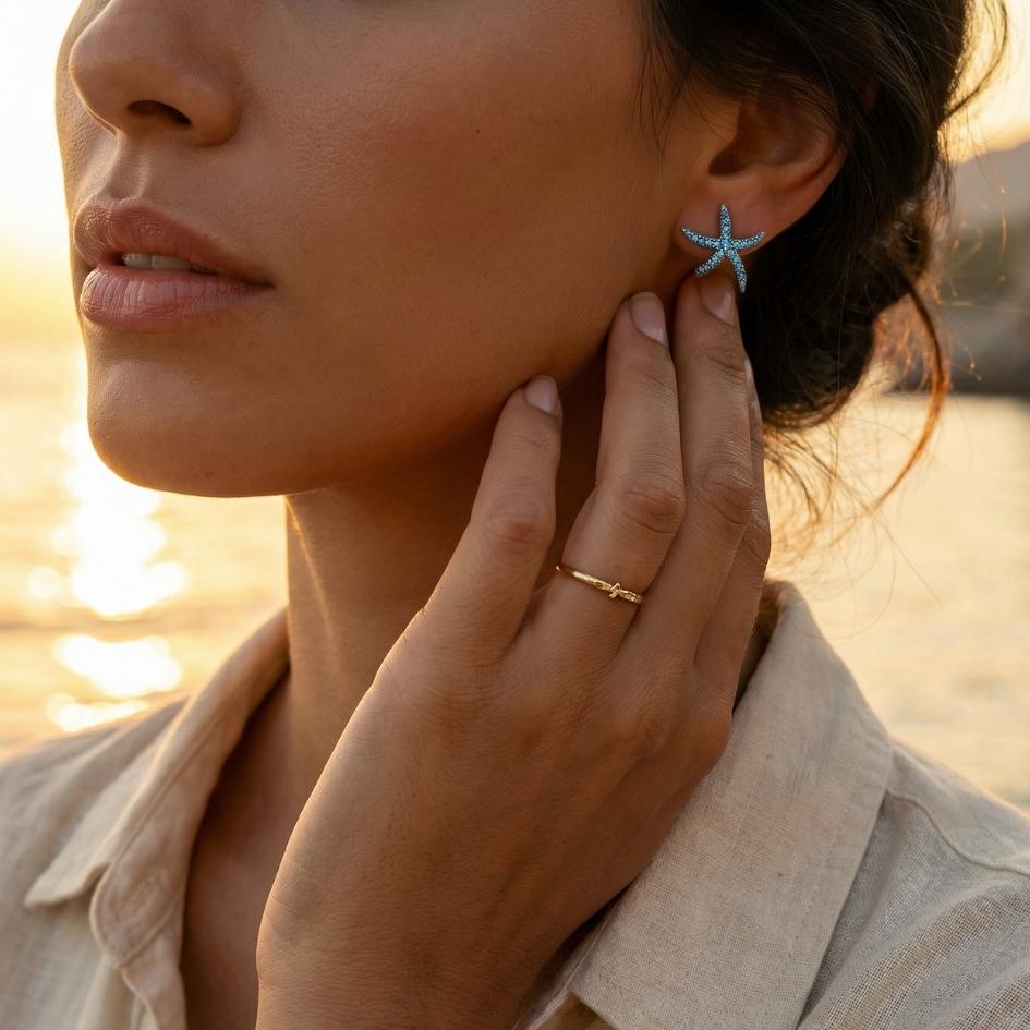 Silver-Tone Tide Starfish Earrings