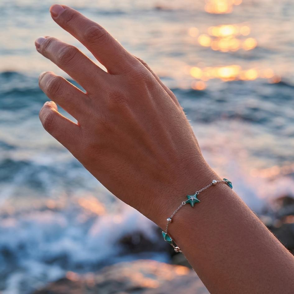 Silver Starfish Trio Bracelet
