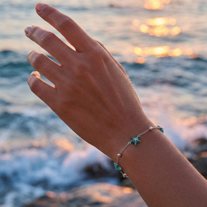 Silver Starfish Trio Bracelet