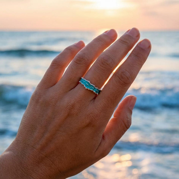 Silver Enameled Tide Ring