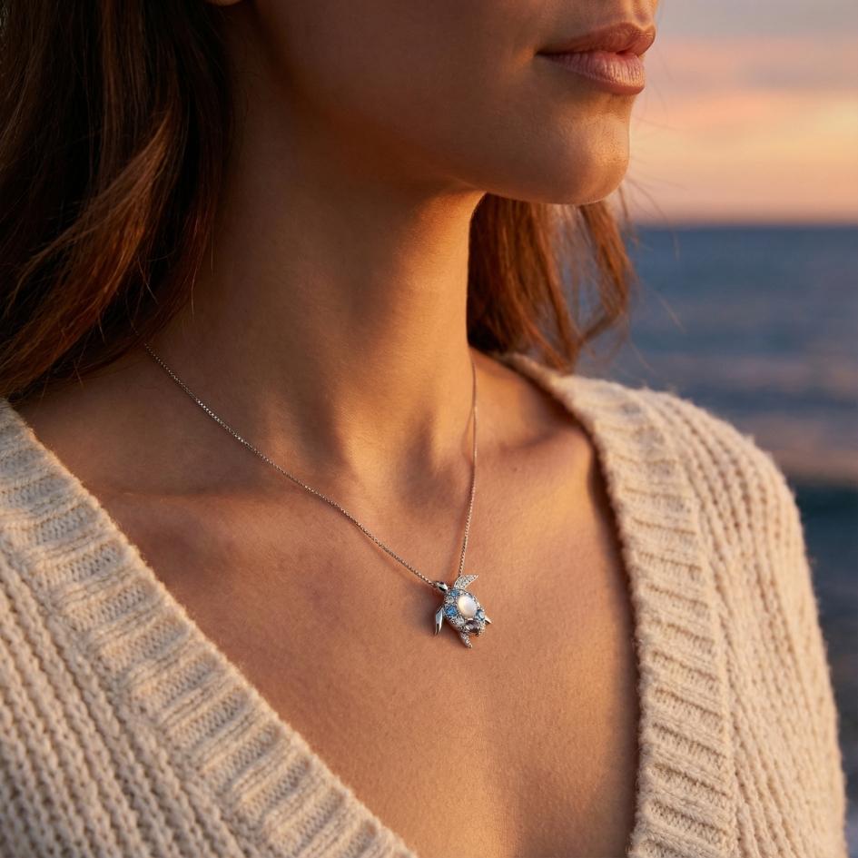 Sterling Silver Ocean Turtle Necklace