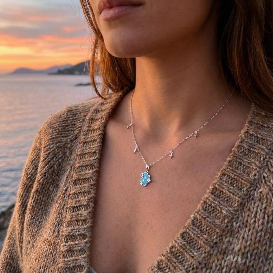 Silver Enamel Sea Constellation Necklace