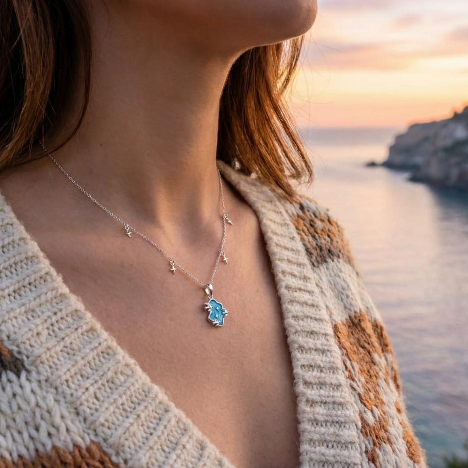 Silver Enamel Sea Constellation Necklace