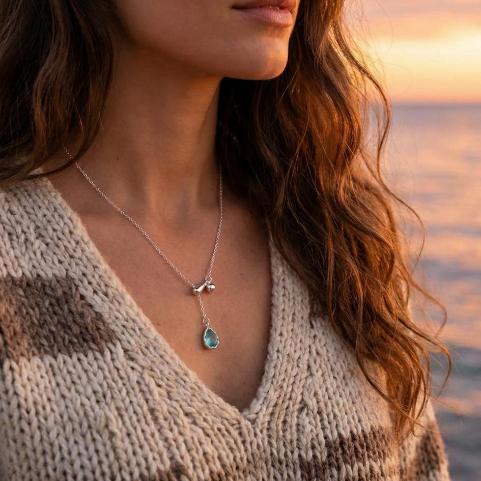 Ocean Drop Zircon Necklace