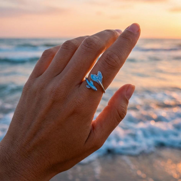 Silver Azure Wave Ring