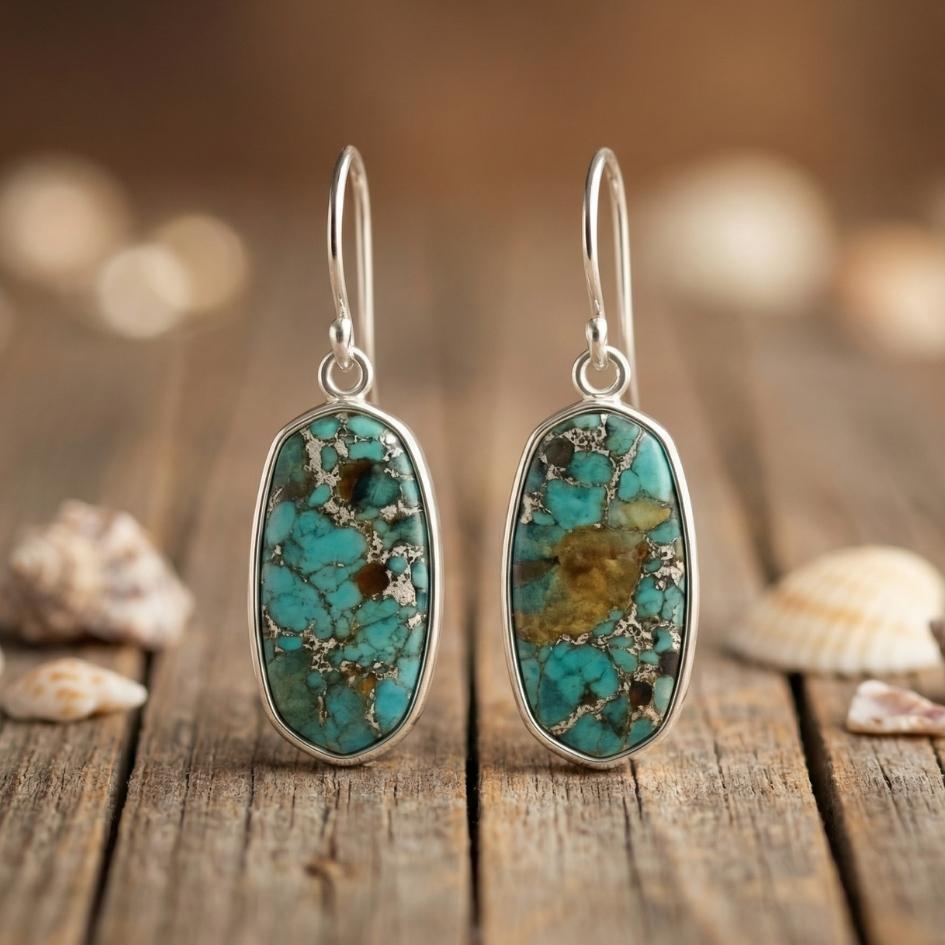 Turquoise Wave Drop Earrings