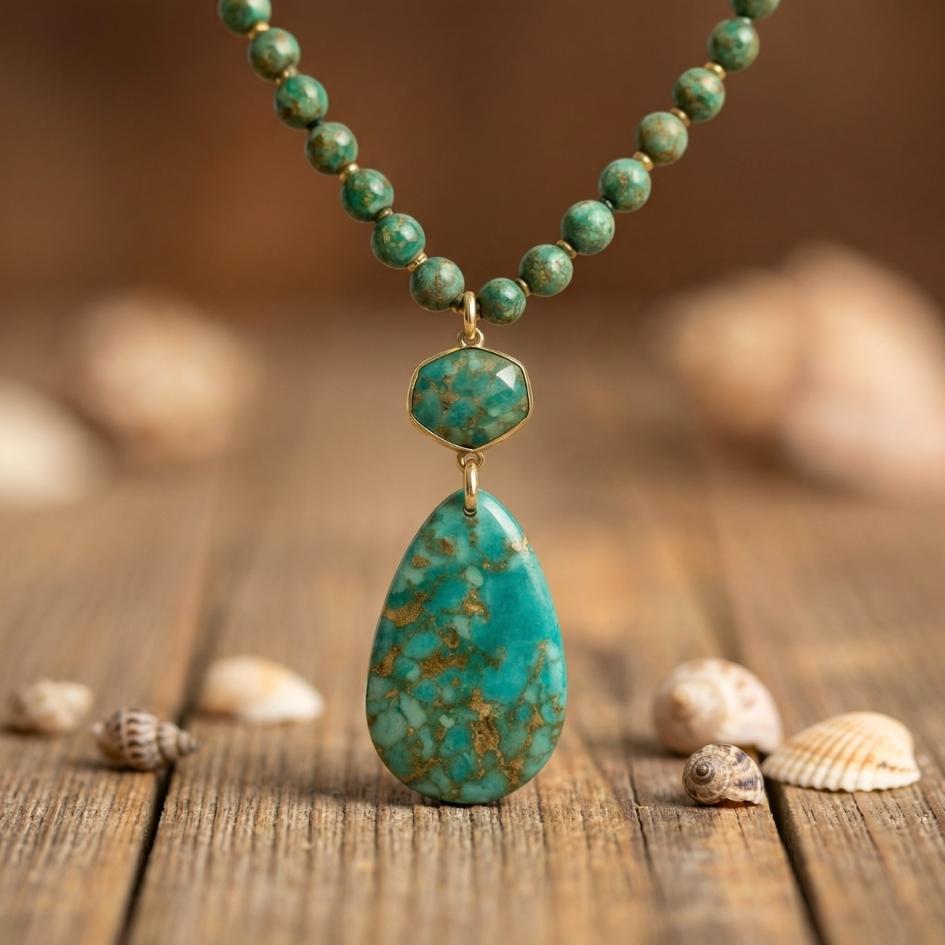 Gold Jade Pearl Drop Necklace