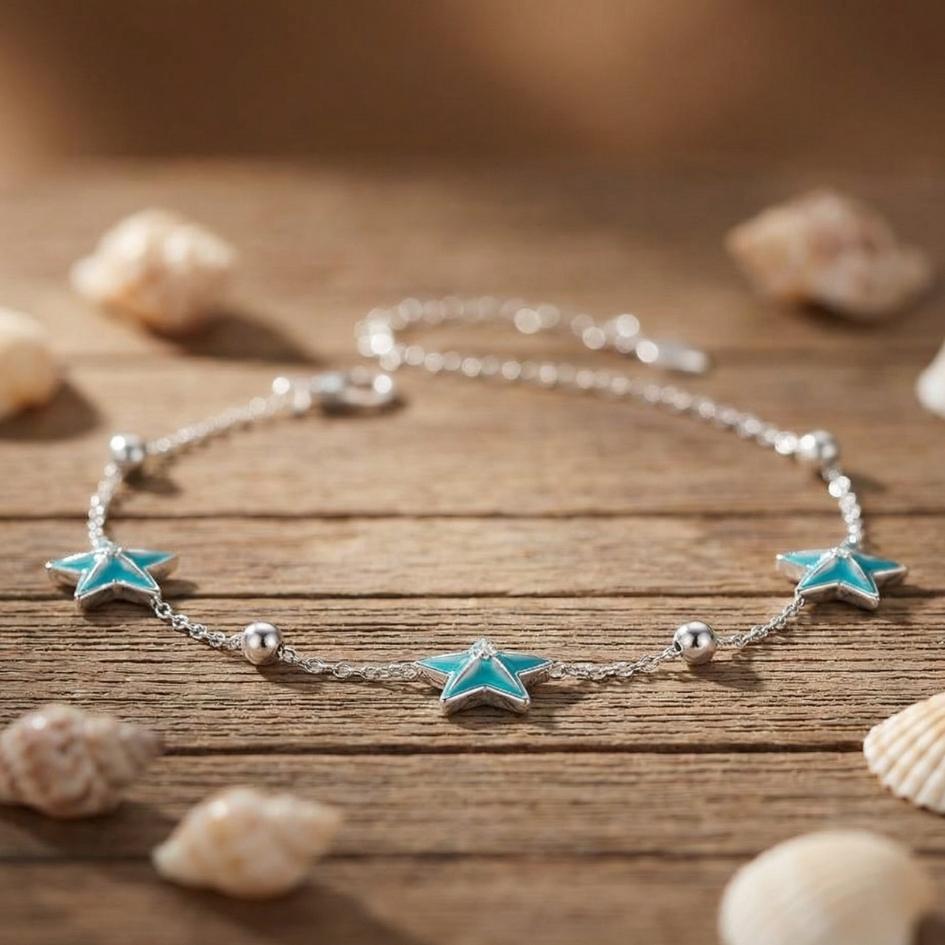 Silver Starfish Trio Bracelet