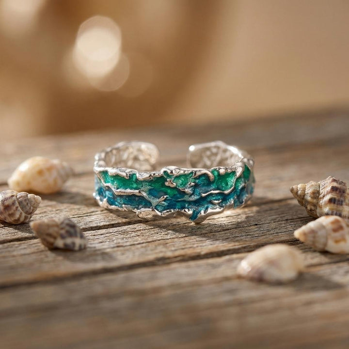 Silver Ocean Wave Ring