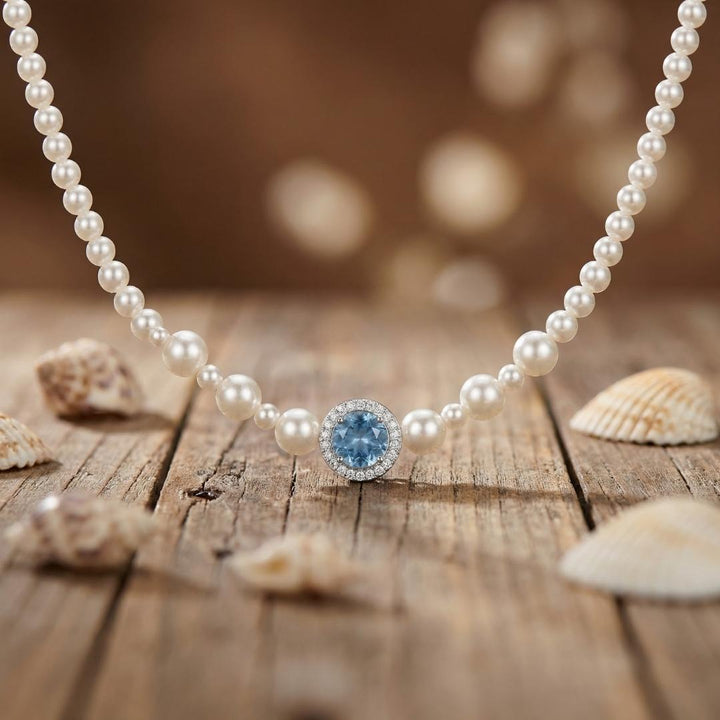 Silver Tide Pearl & Aquamarine Necklace