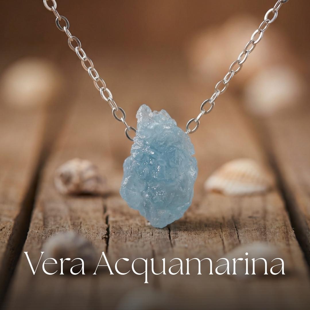 Silver Raw Aquamarine Fragment Necklace