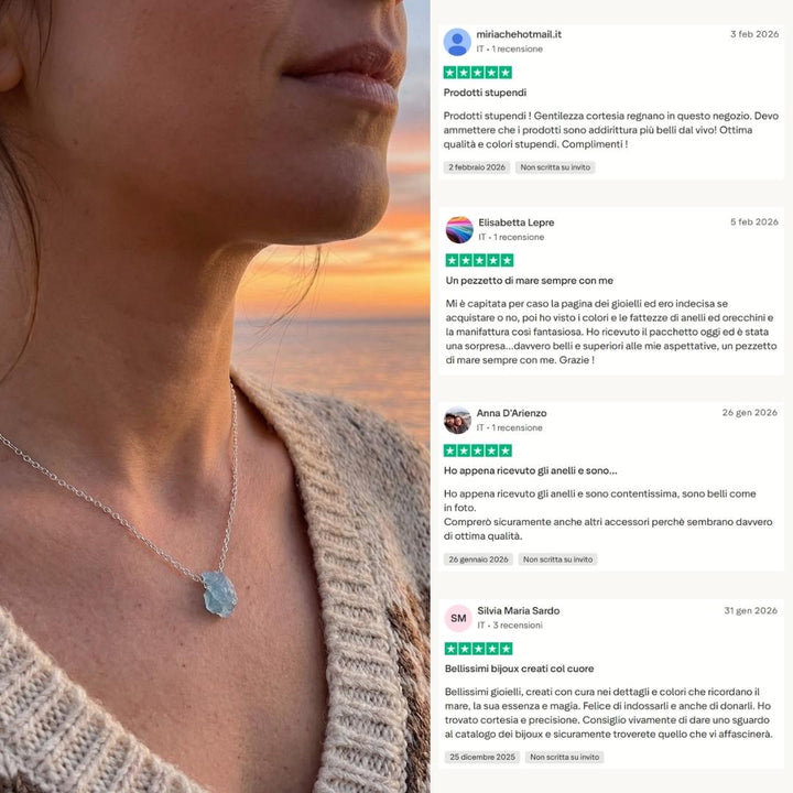 Silver Raw Aquamarine Fragment Necklace