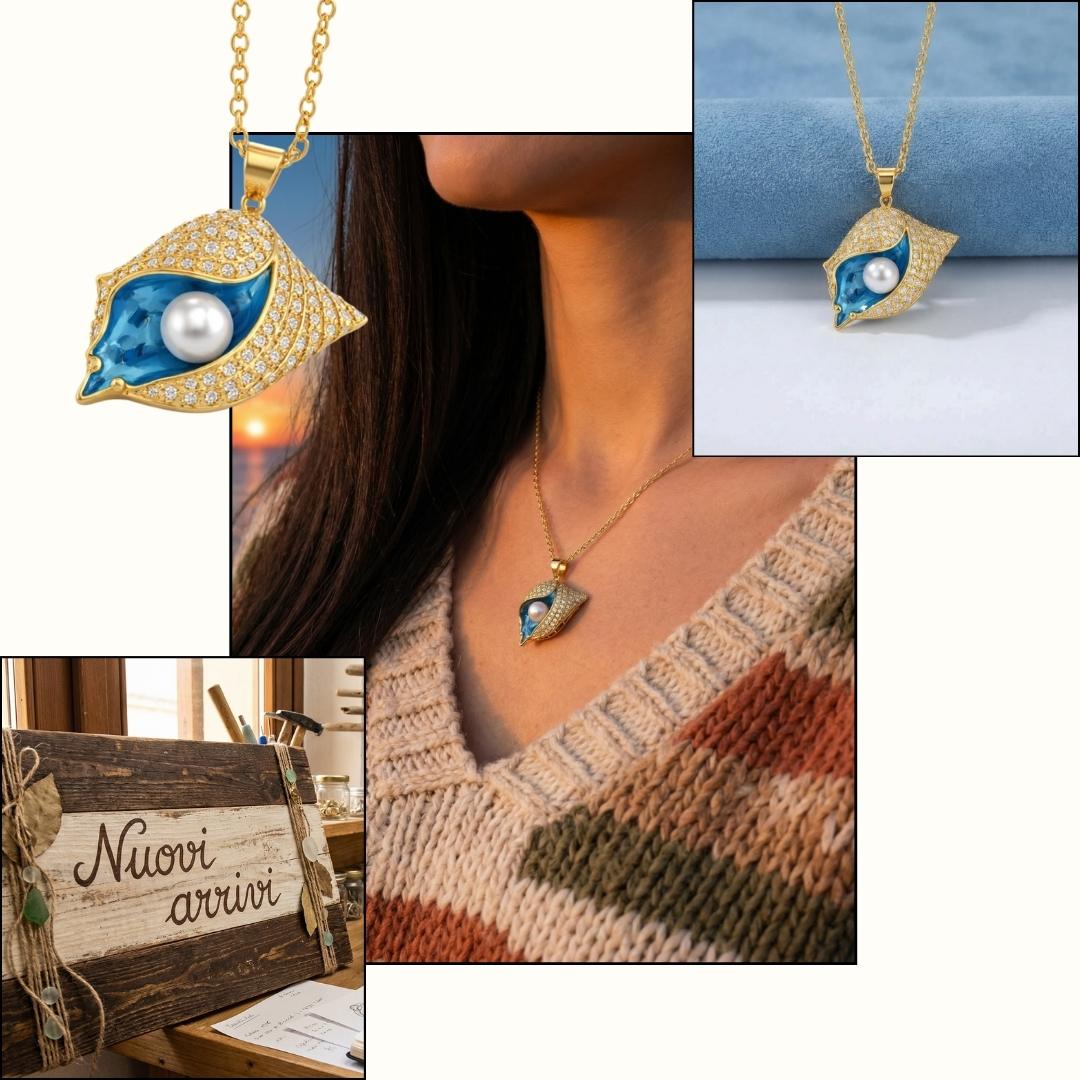 Gilded Tide Shell Pearl Necklace
