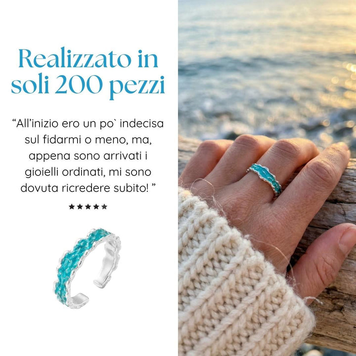 Silver Enameled Tide Ring