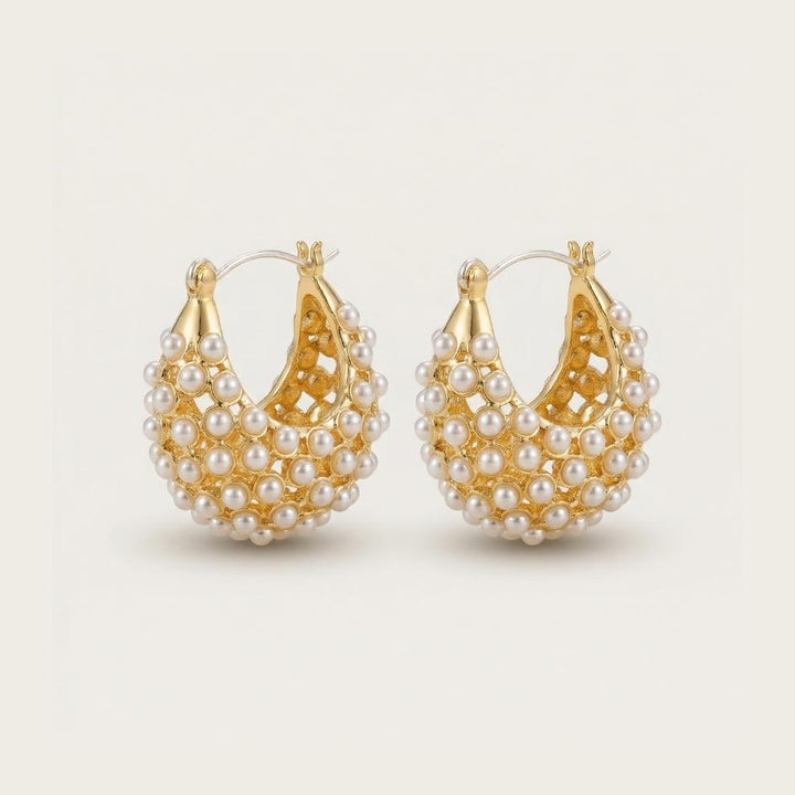 Gilded Pearl Cluster Earrings