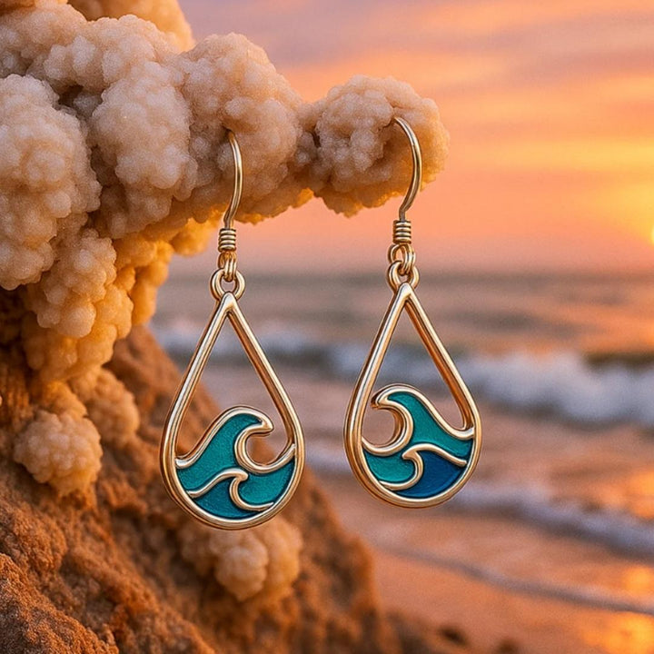 Stainless Steel Wave Drop Earrings