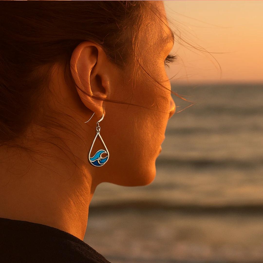 Stainless Steel Wave Drop Earrings