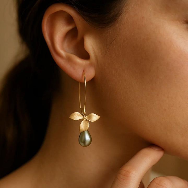 Golden Leaf Drop Earrings