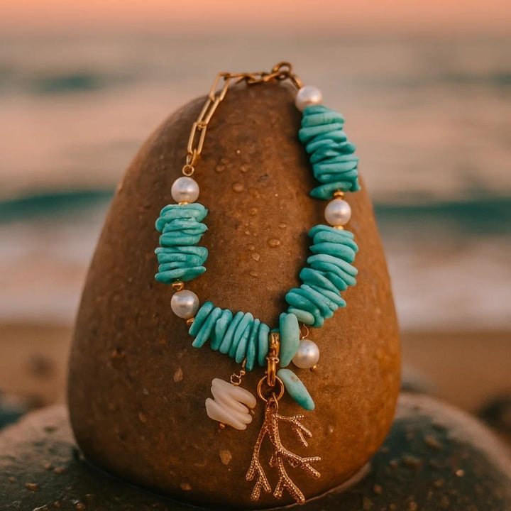 Tidal Starfish Blue Stone Necklace